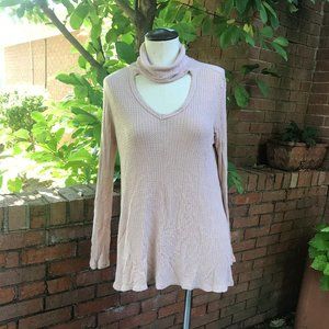 BLUSH Waffle Weave Long Sleeve High Neck Top
